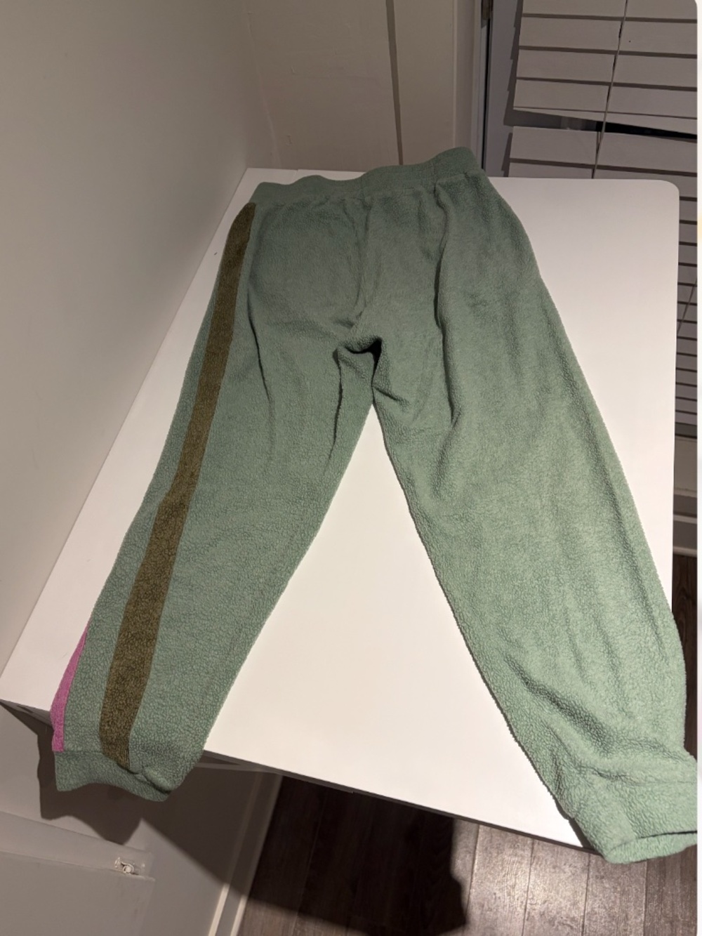 Sage Green Jogger Pants Pink Side Stripe Women's